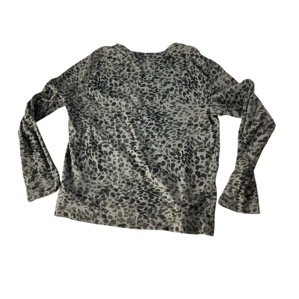 Old Navy‎ Girls Leopard Print Love Graphic Shirt Long Sleeve Size M (8) Gray